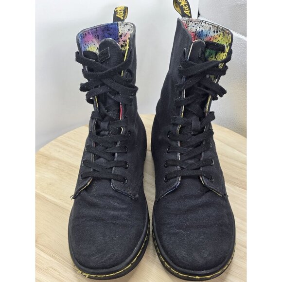 Dr Doc Martens Stratford Canvas Womens Combat Boots Size 8 Canvas black 9-Eye - Picture 4 of 12
